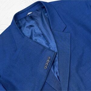 Oak Hill Blazer Men 4XL 58R/60R Blue   Wool Poly  Linen Look 2 BTN Big Tall